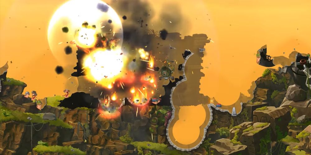 Worms WMD Screenshot Of Exploding Building