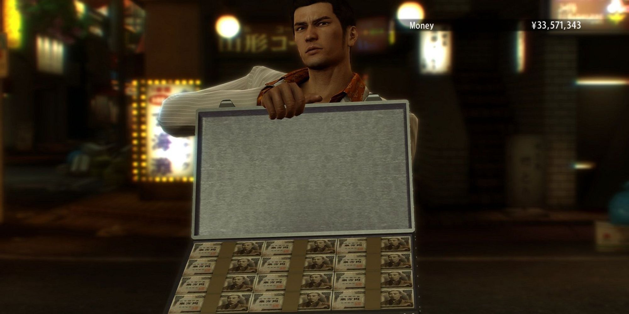 Yakuza 0 Screenshot Of Kiryu With Suitcase Of Money