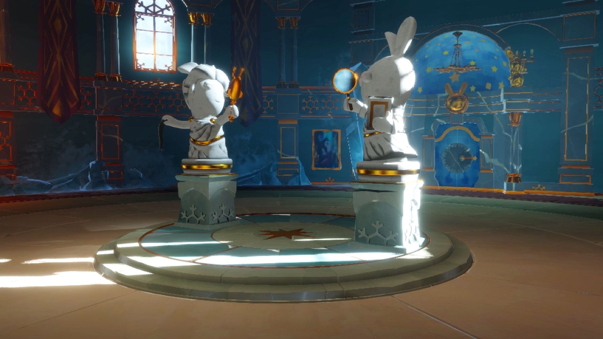 The two statues in the Winter Palace that you need to activate to progress to the constellation puzzle in Sparks of Hope