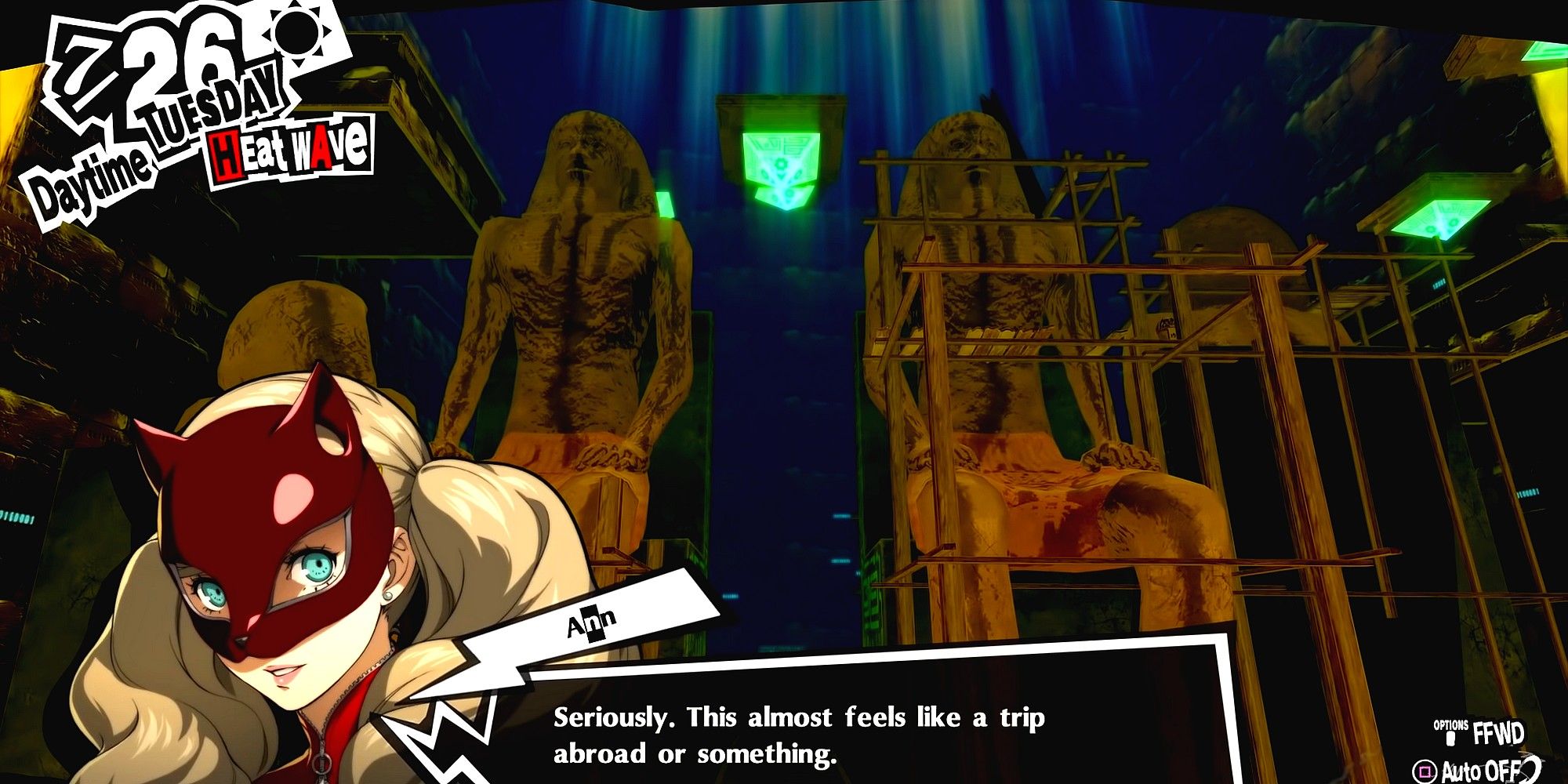 ann discussing the statues in futaba's palace chamber of sanctuary