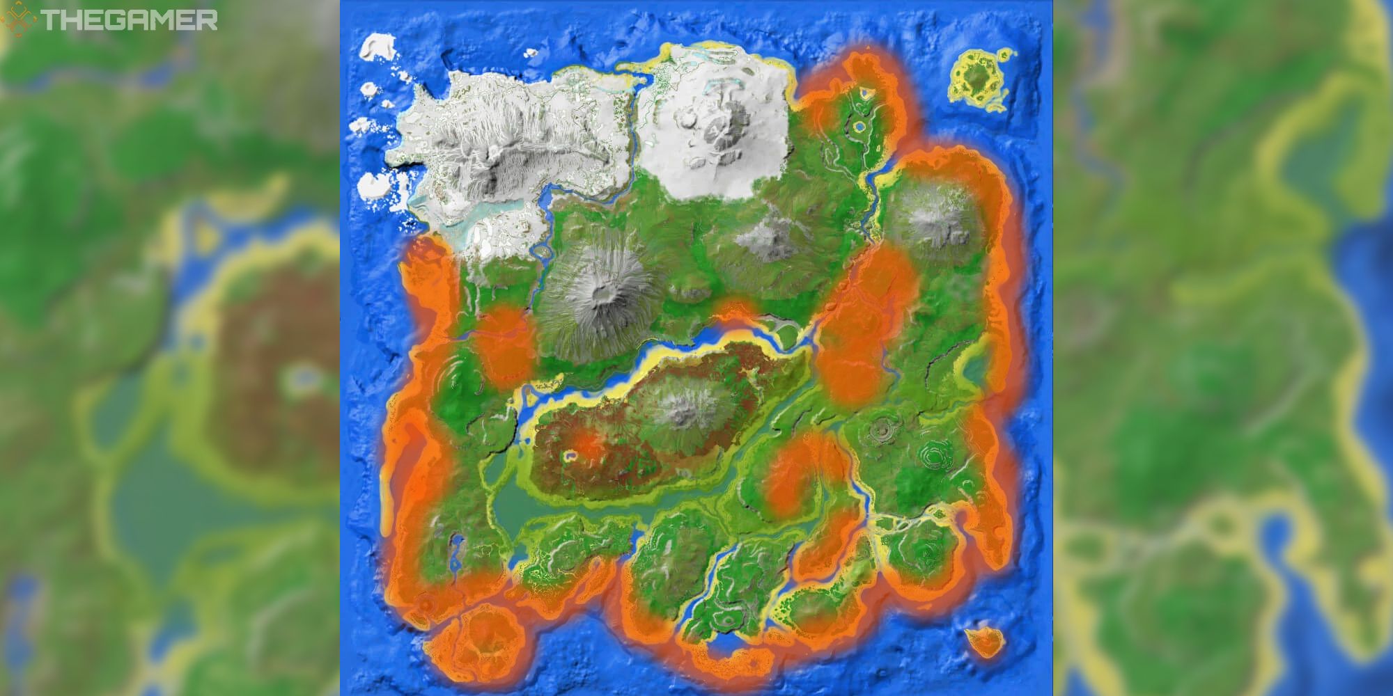 island map with bronto locations in orange