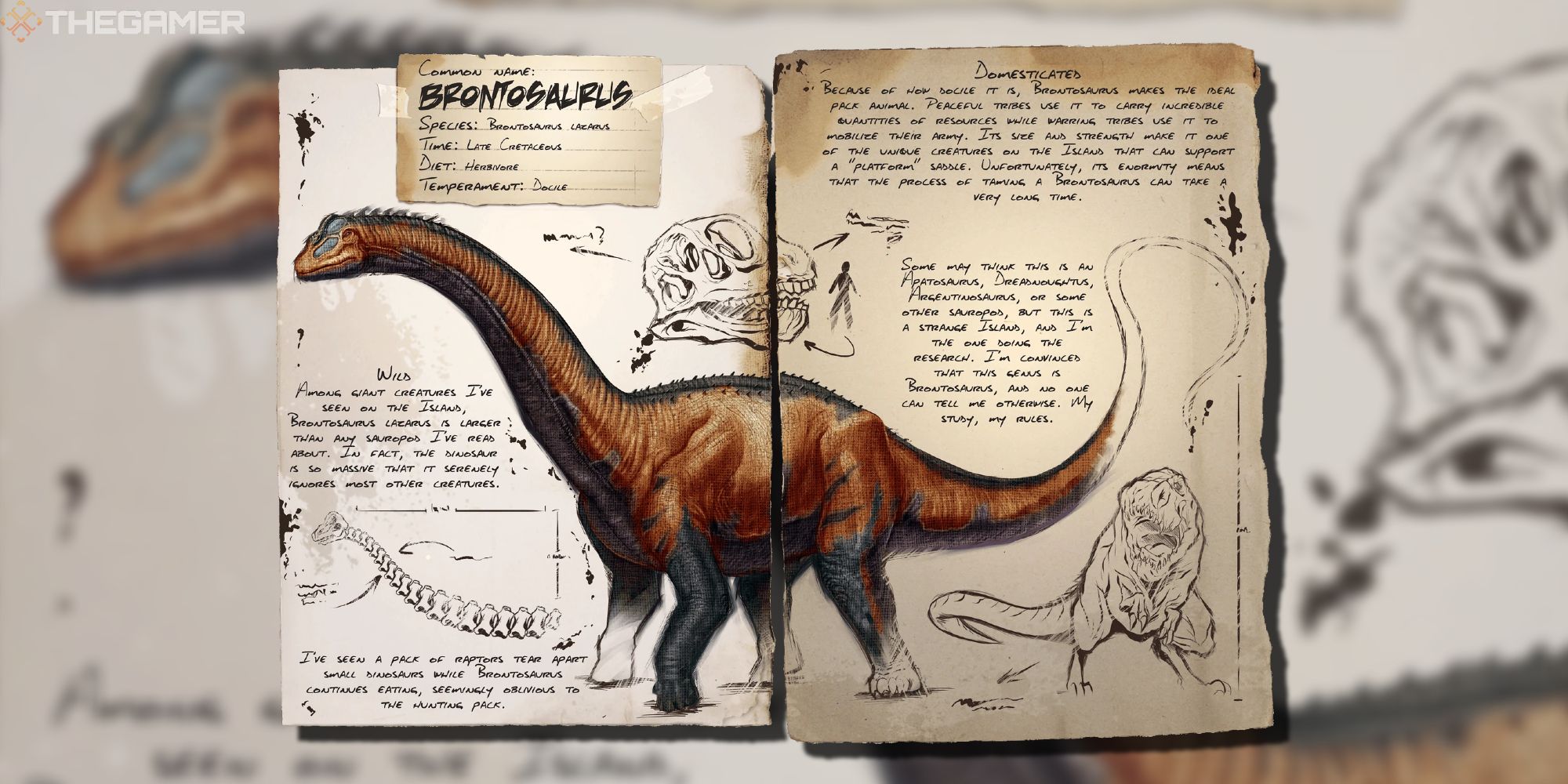 dossier entry for the brontosaurus in ark survival