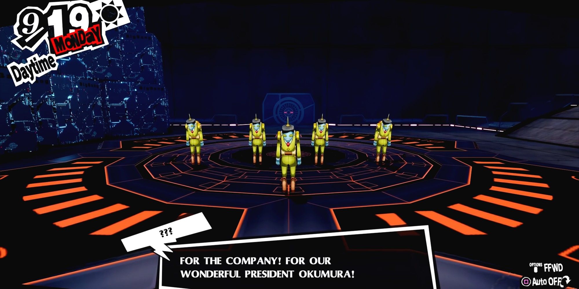 army of corporobos fighting for okumura in the spaceport
