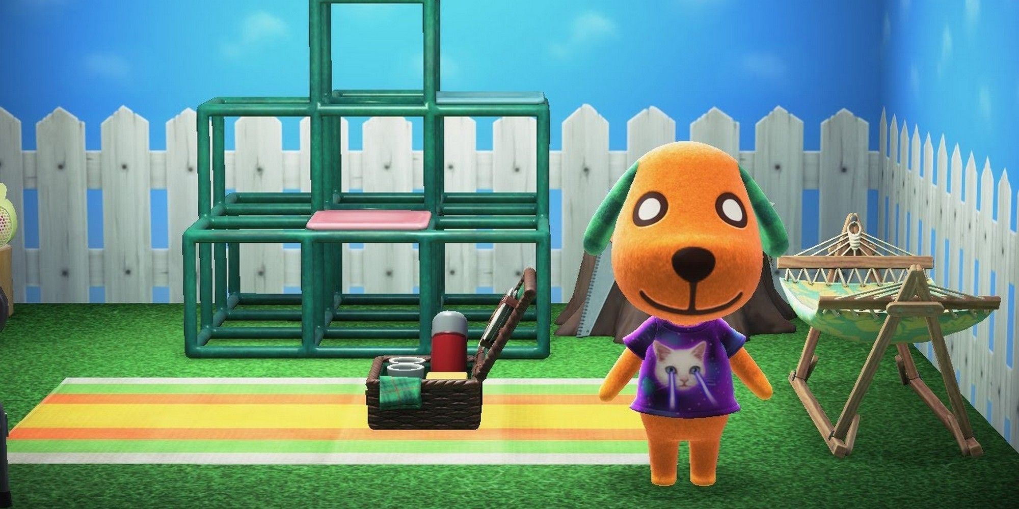 biskit in his house in animal crossing new horizons