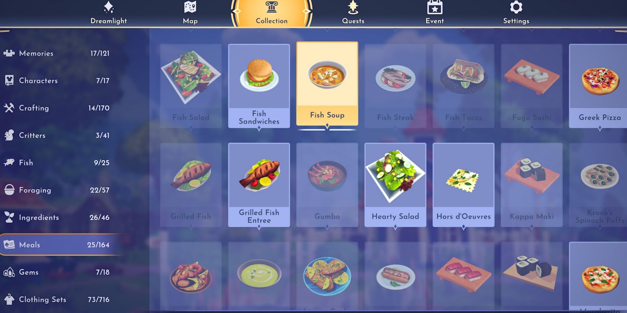 all of the recipes in the game