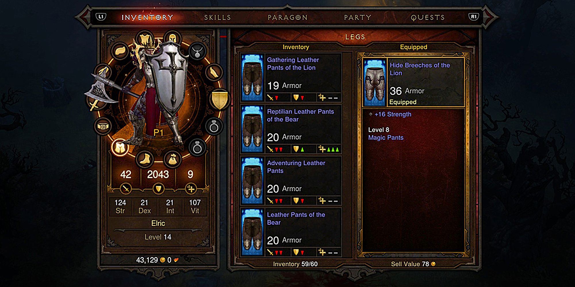 Inventory System of Diablo 3 on Playstation