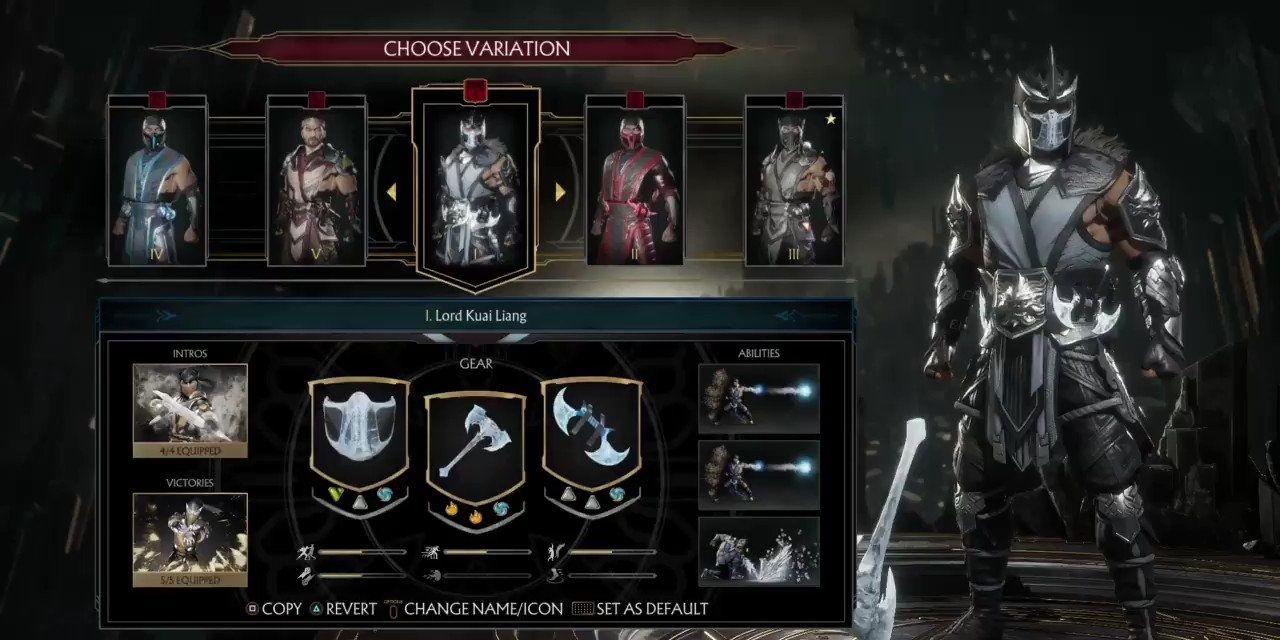 Customizing Sub-Zero in Mortal Kombat 11's Character Customization