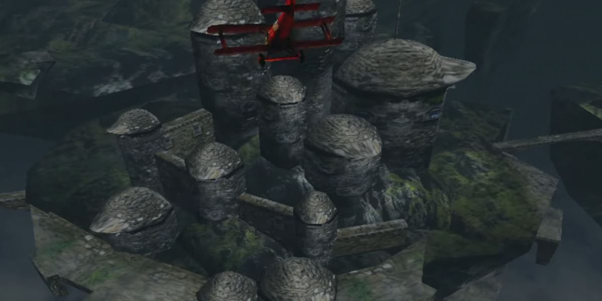 Falcon's biplane crashes into the castle in Power Stone 2