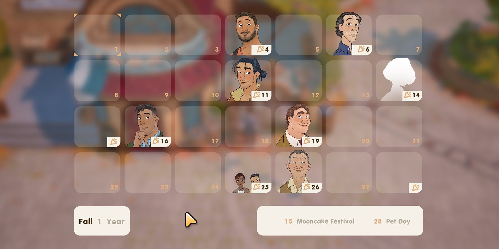 The calendar found in the town centre shows everyone's birthdays as well as festivals in Coral island