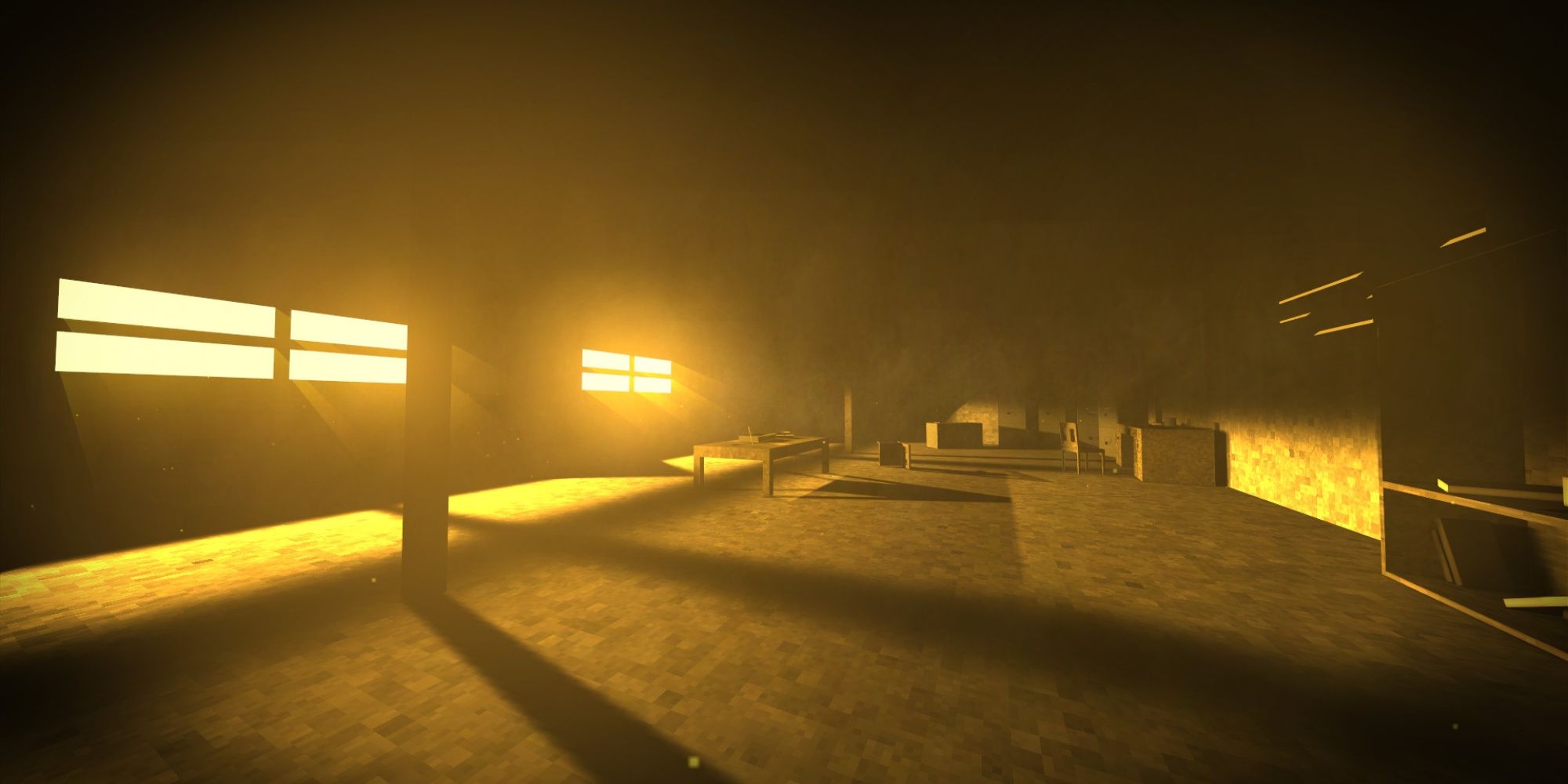 Screenshot from Fingerbones showing a dimly lit room in an abandoned building.