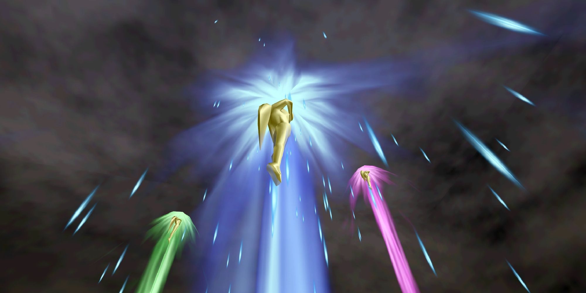 golden goddesses flying into the sky