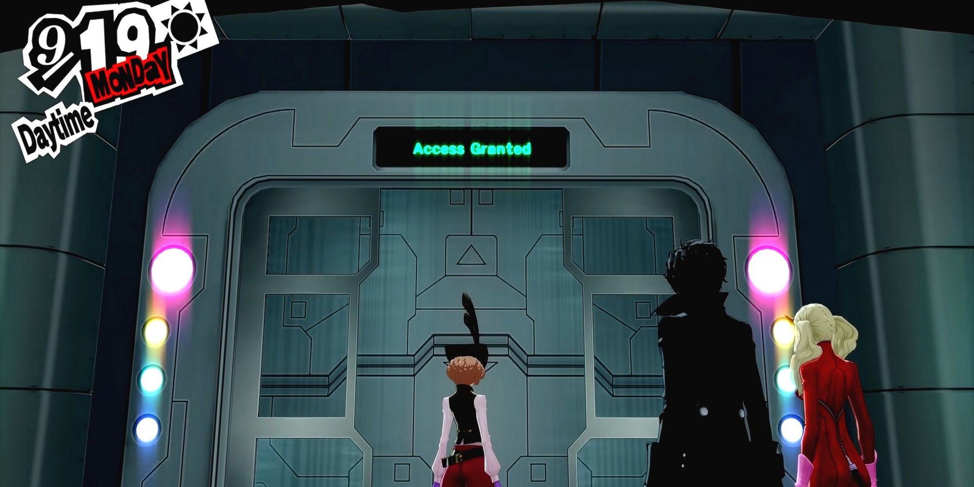 haru authenticating the bio door for okumura's palace