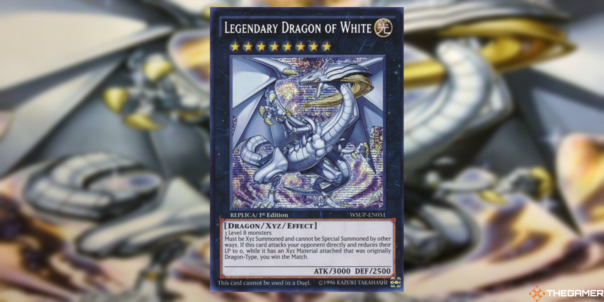 legendary dragon of white card and art background