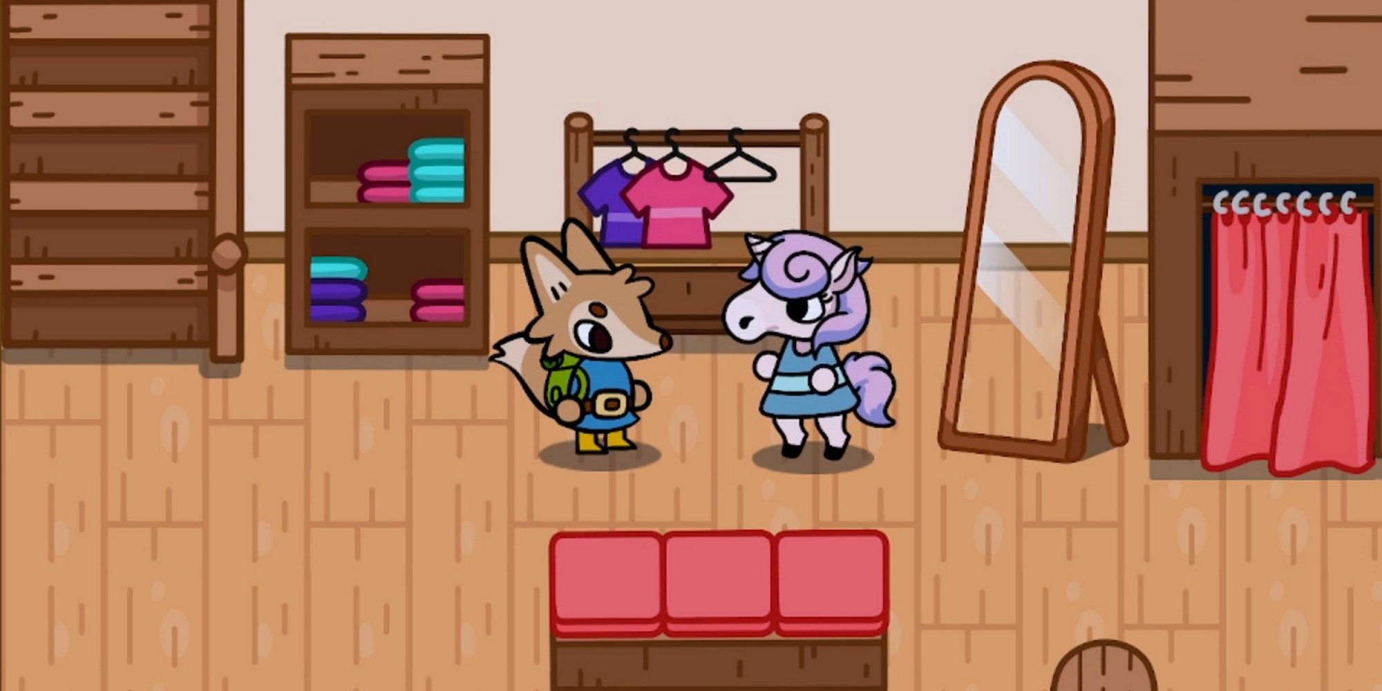 lonesome village wes and candy the unicorn at her clothing shop
