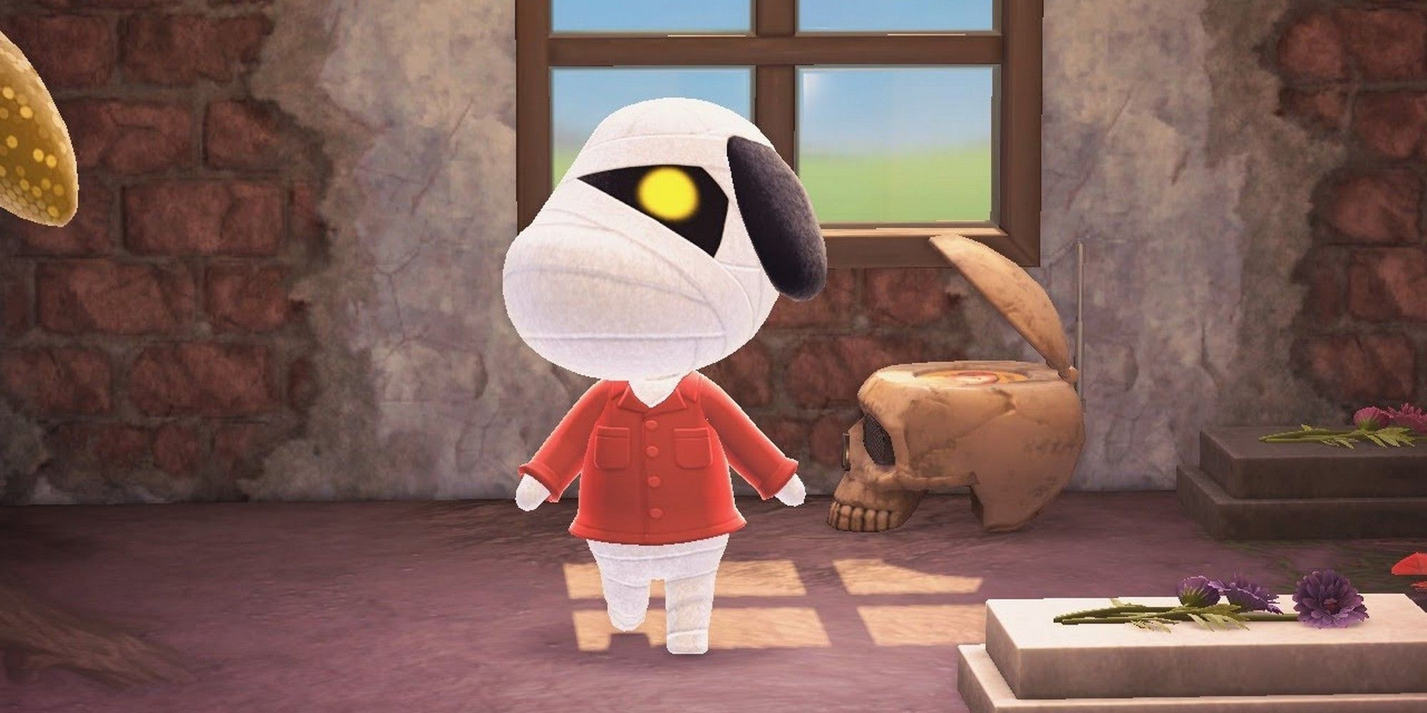 lucky in his house in animal crossing new horizons
