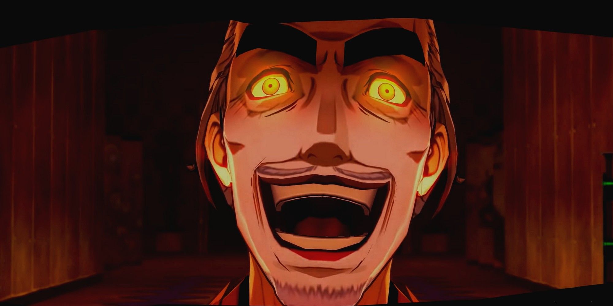 madarame laughing maniacly as he's about to transform for the boss fight