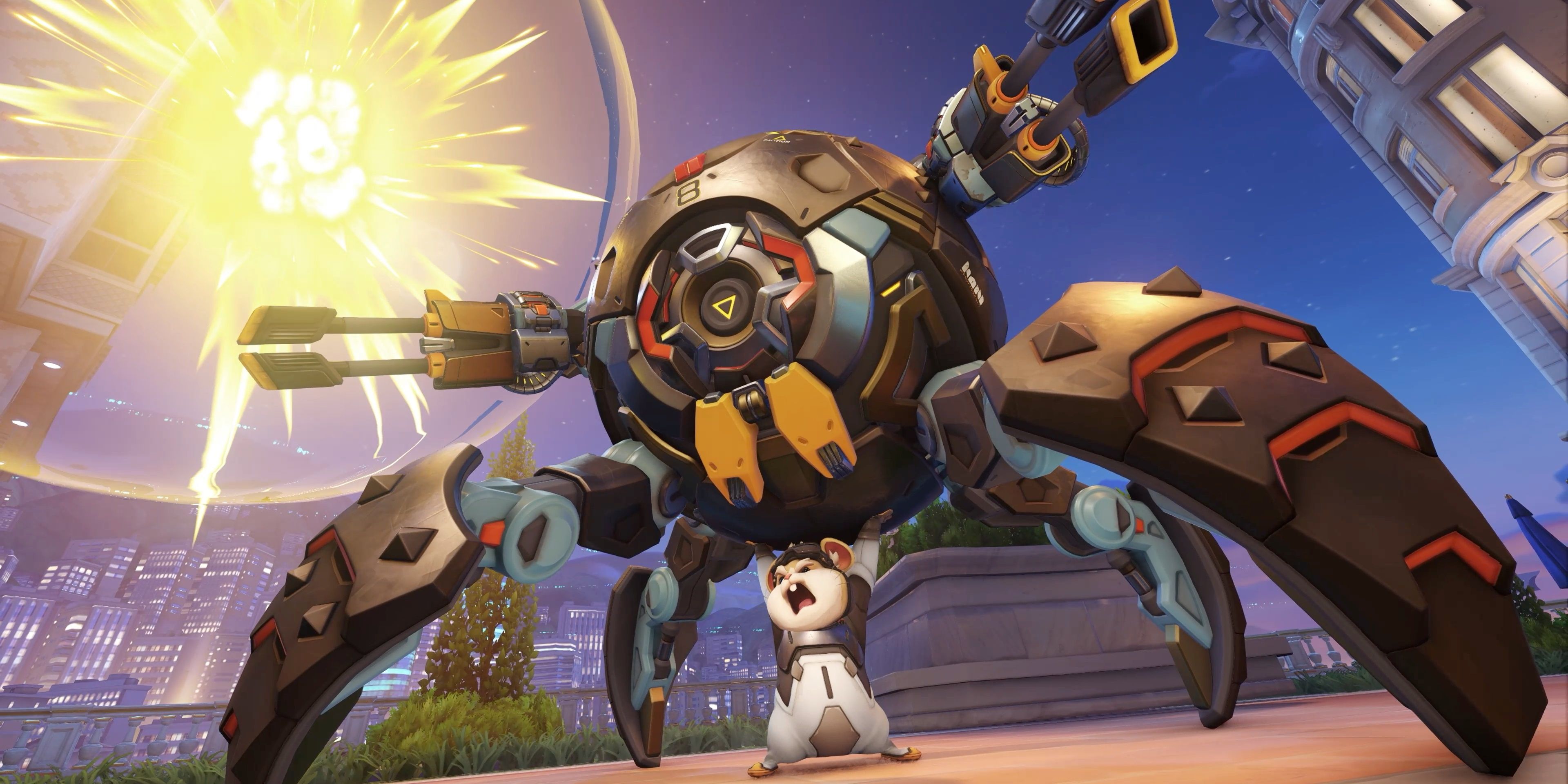 a hamster and its mech prepares for battle
