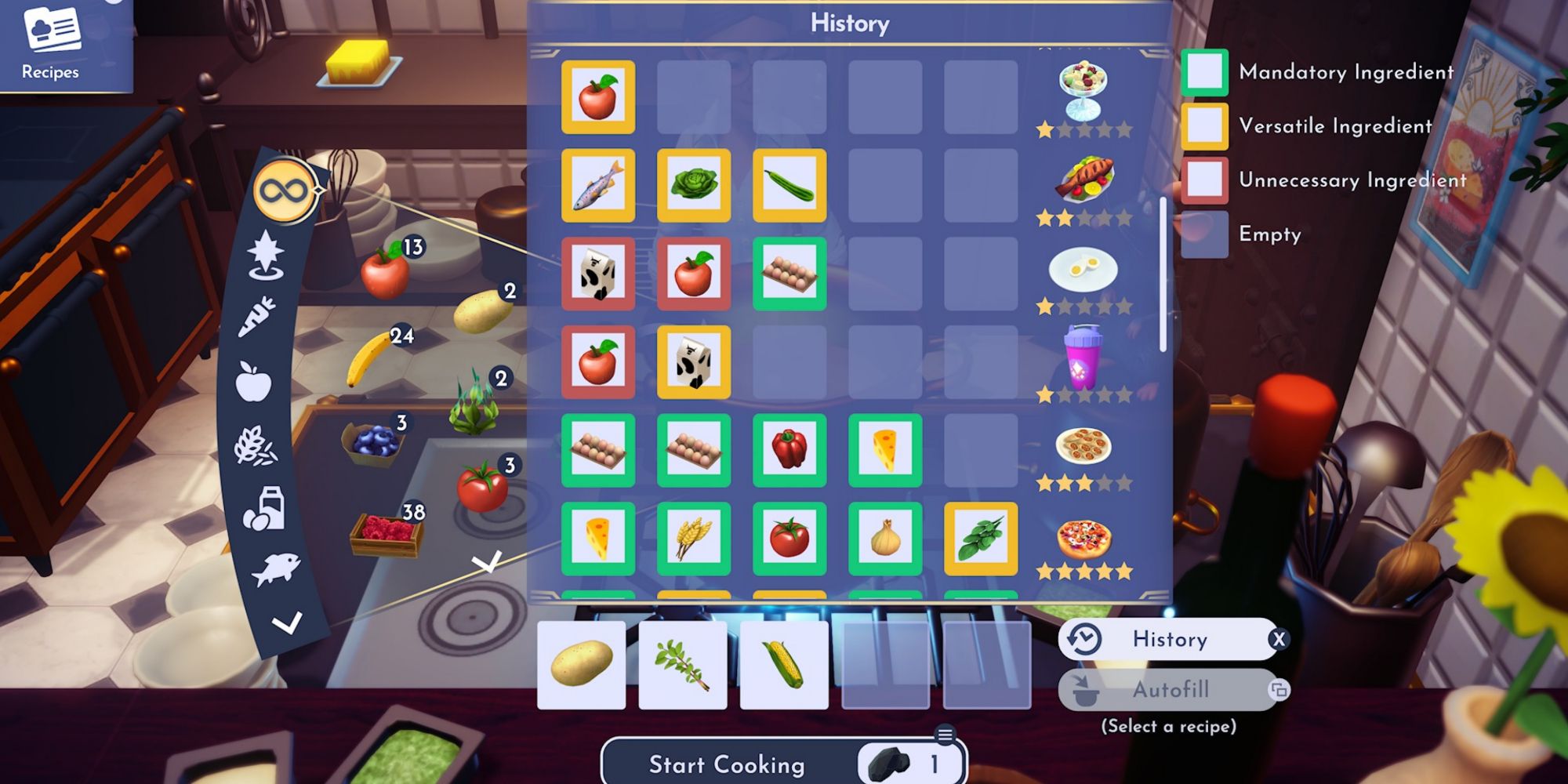 all recipe history in stove option