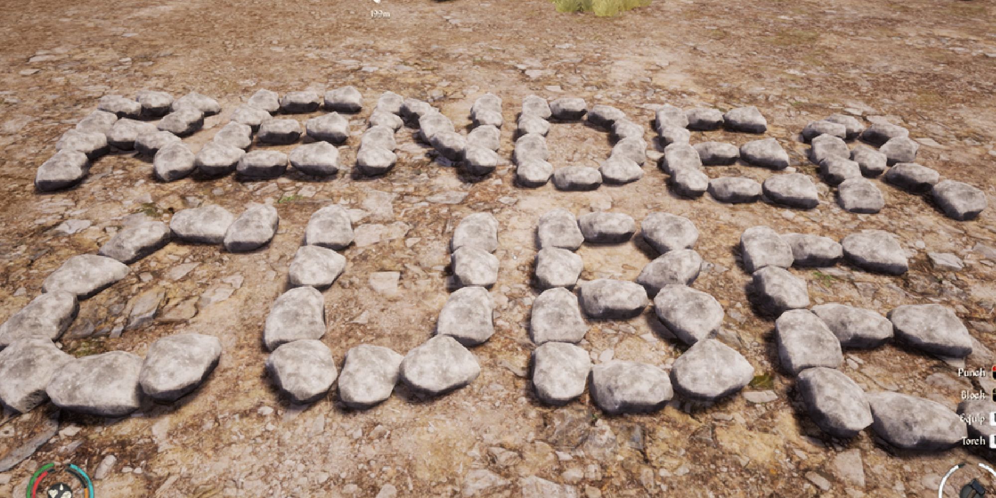 rocks that spell 'RENDER CUBE'