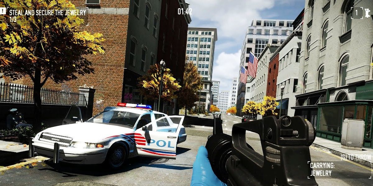 Payday 2 Heist In Progress With Police Car