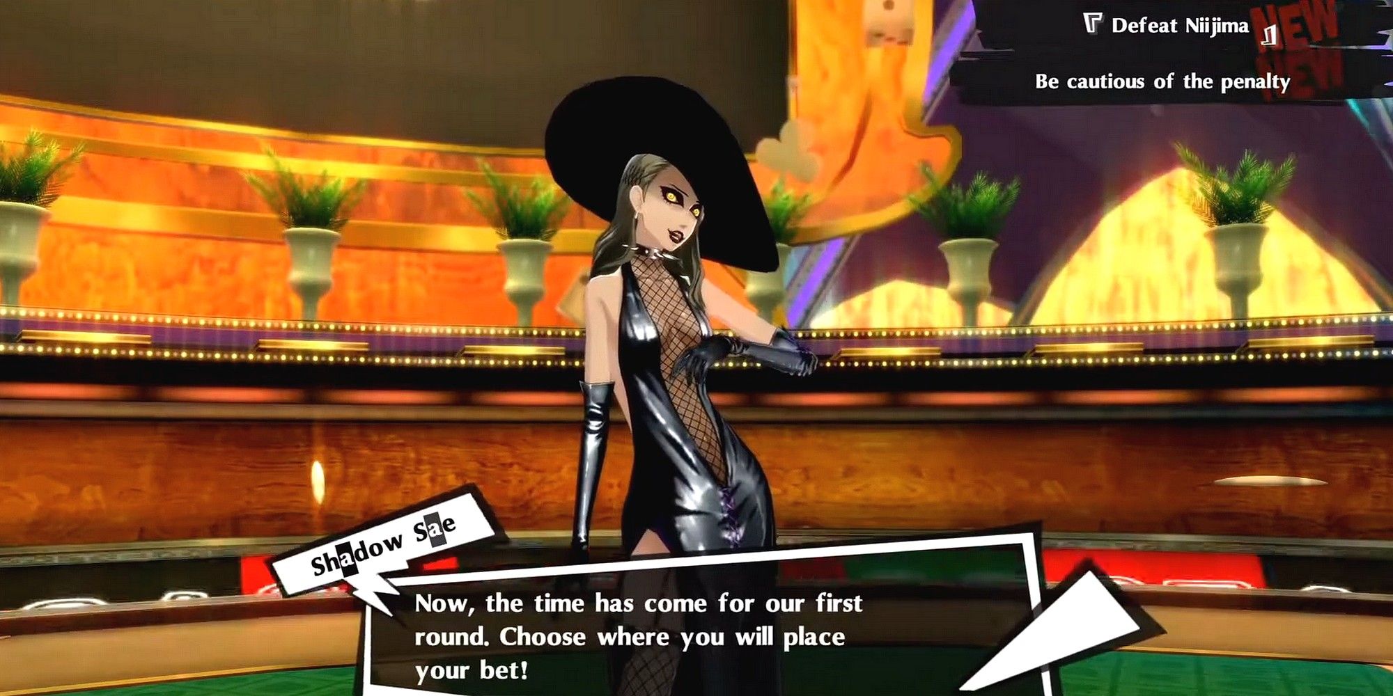 shadow niijima telling the thieves how the first round of her boss fight works