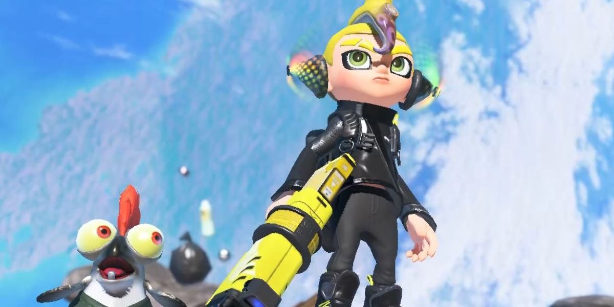 New Agent 3 and Smallfry in space in Splatoon 3