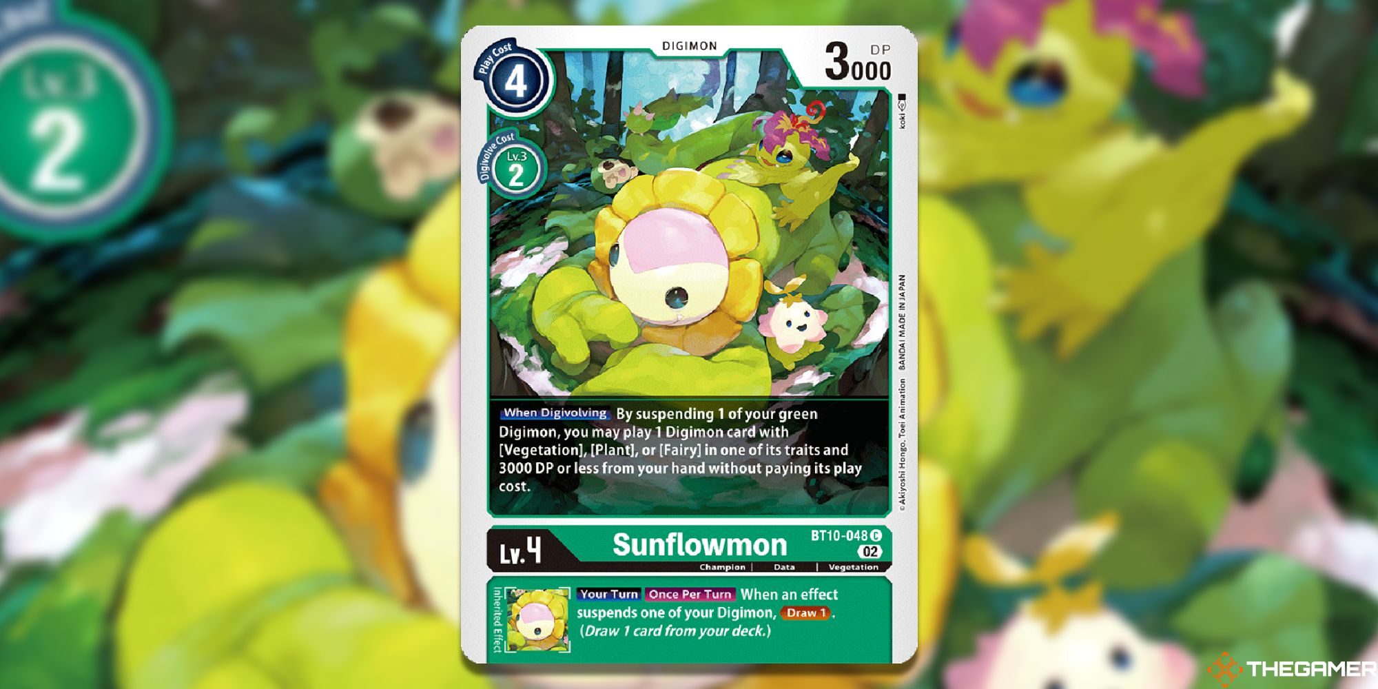 sunflowmon image with blurred background digimon card game
