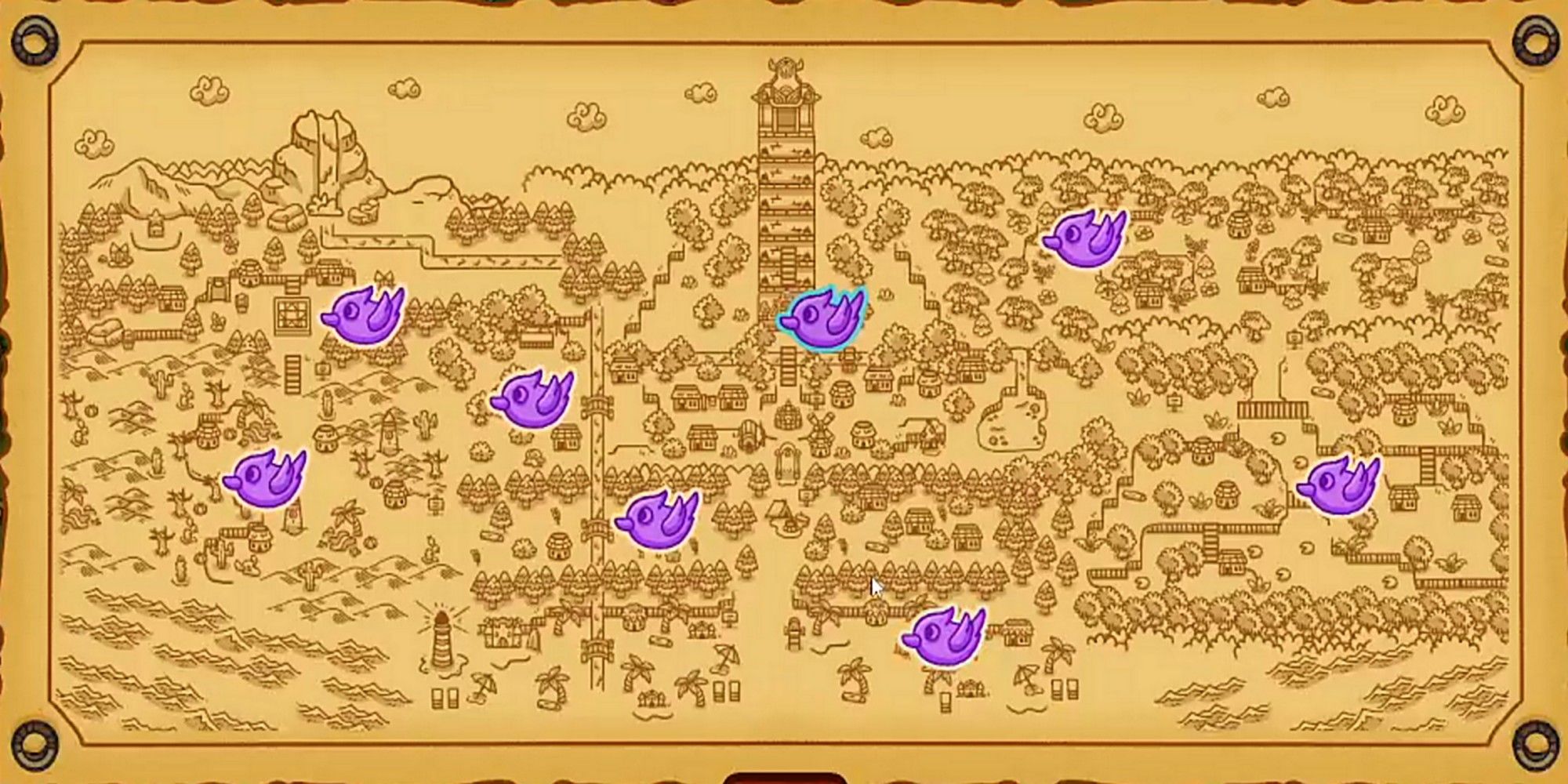 the completed lonesome village map with fast travel points