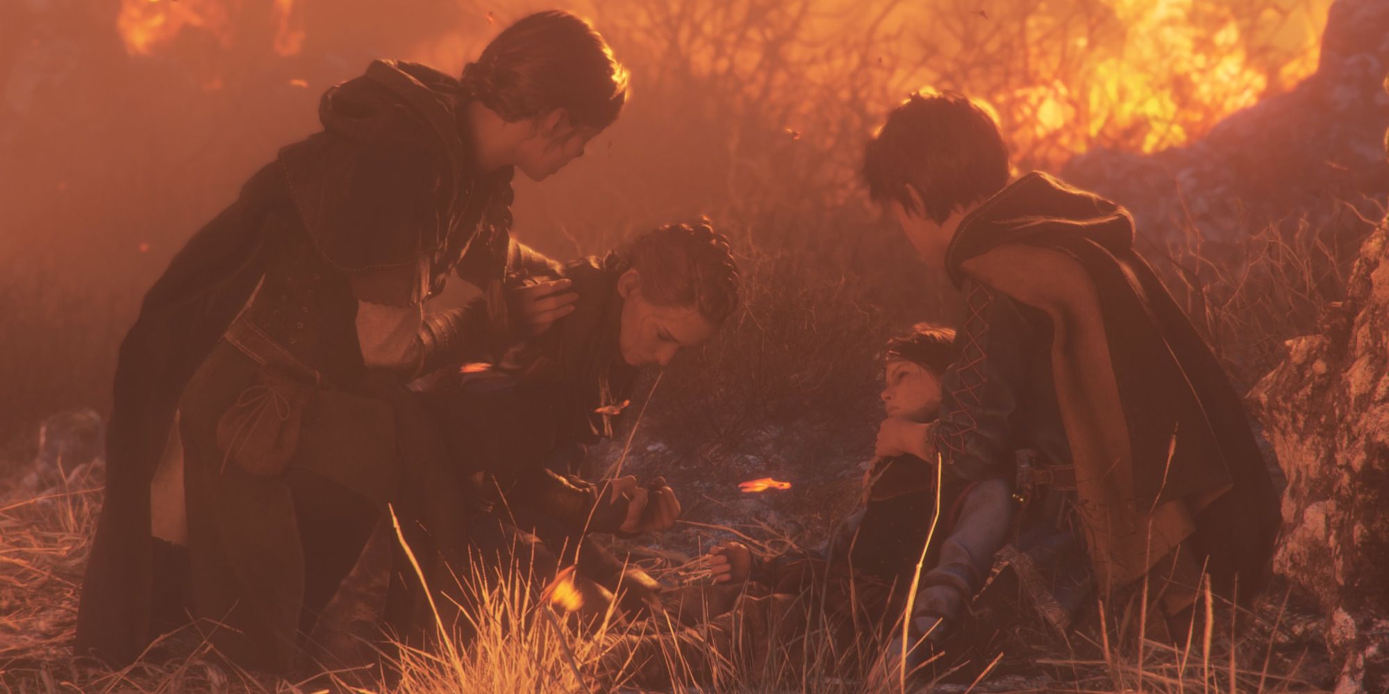 the de rune family among a fire