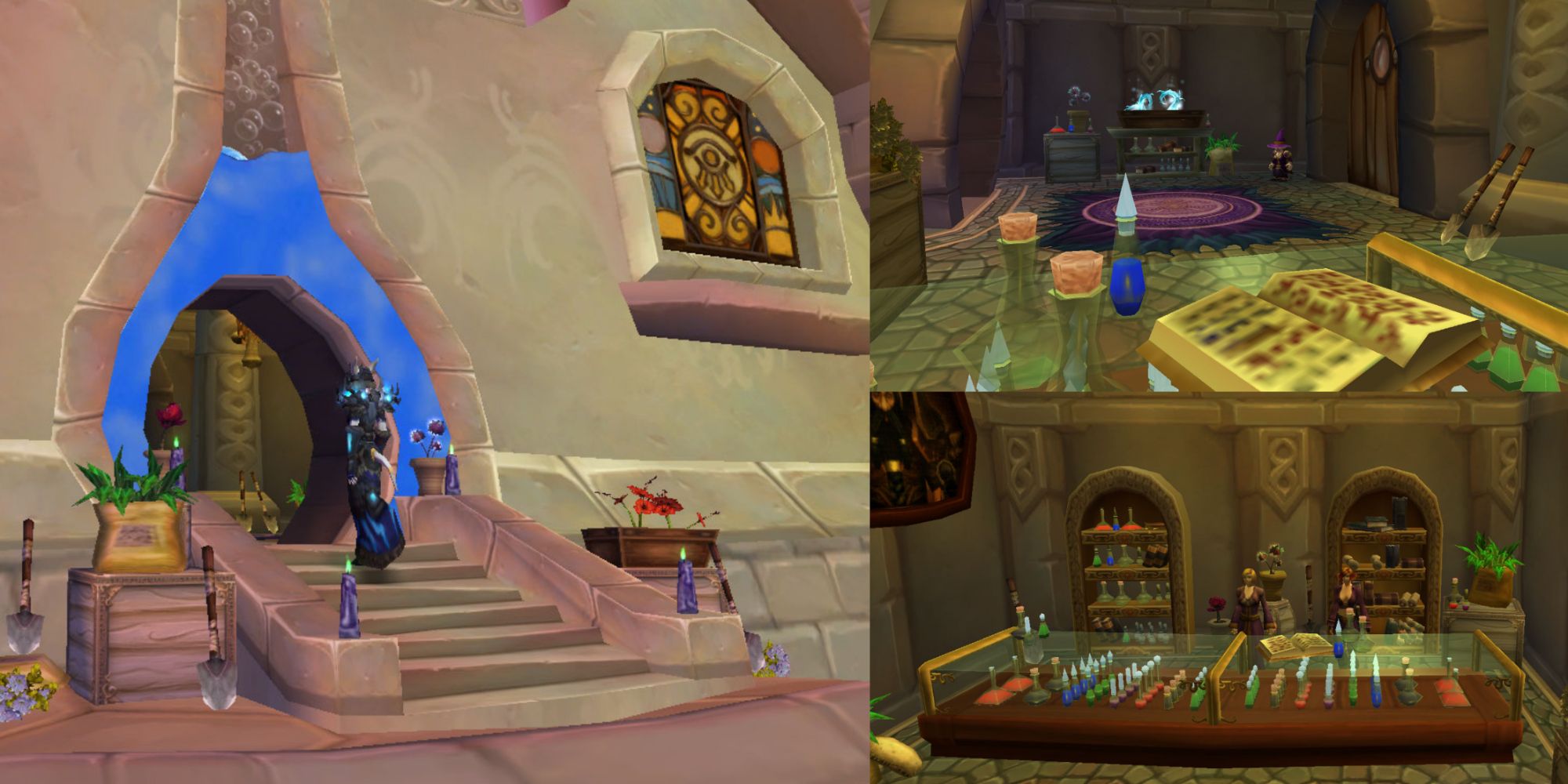title split image alchemy guide wotlk wow classic shop exterior and interior 