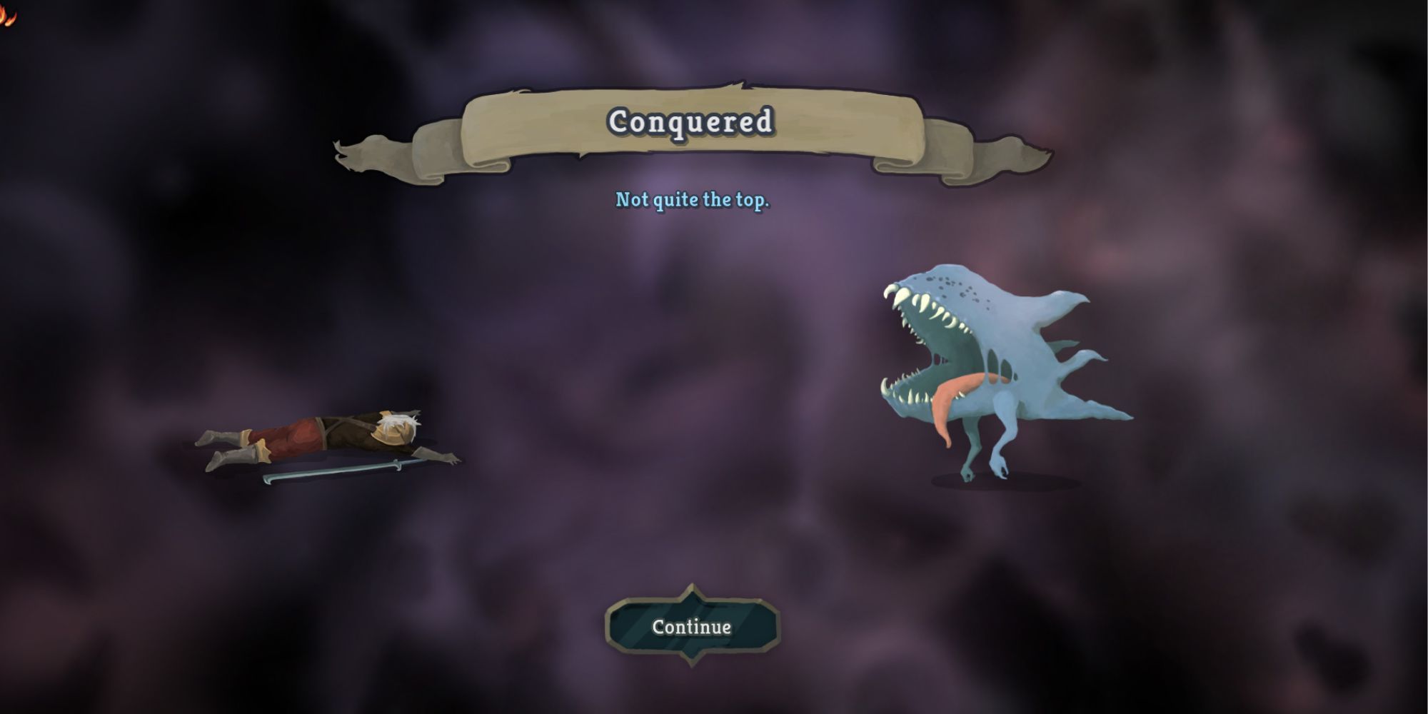 game over screen as player is defeated by a jaw worm