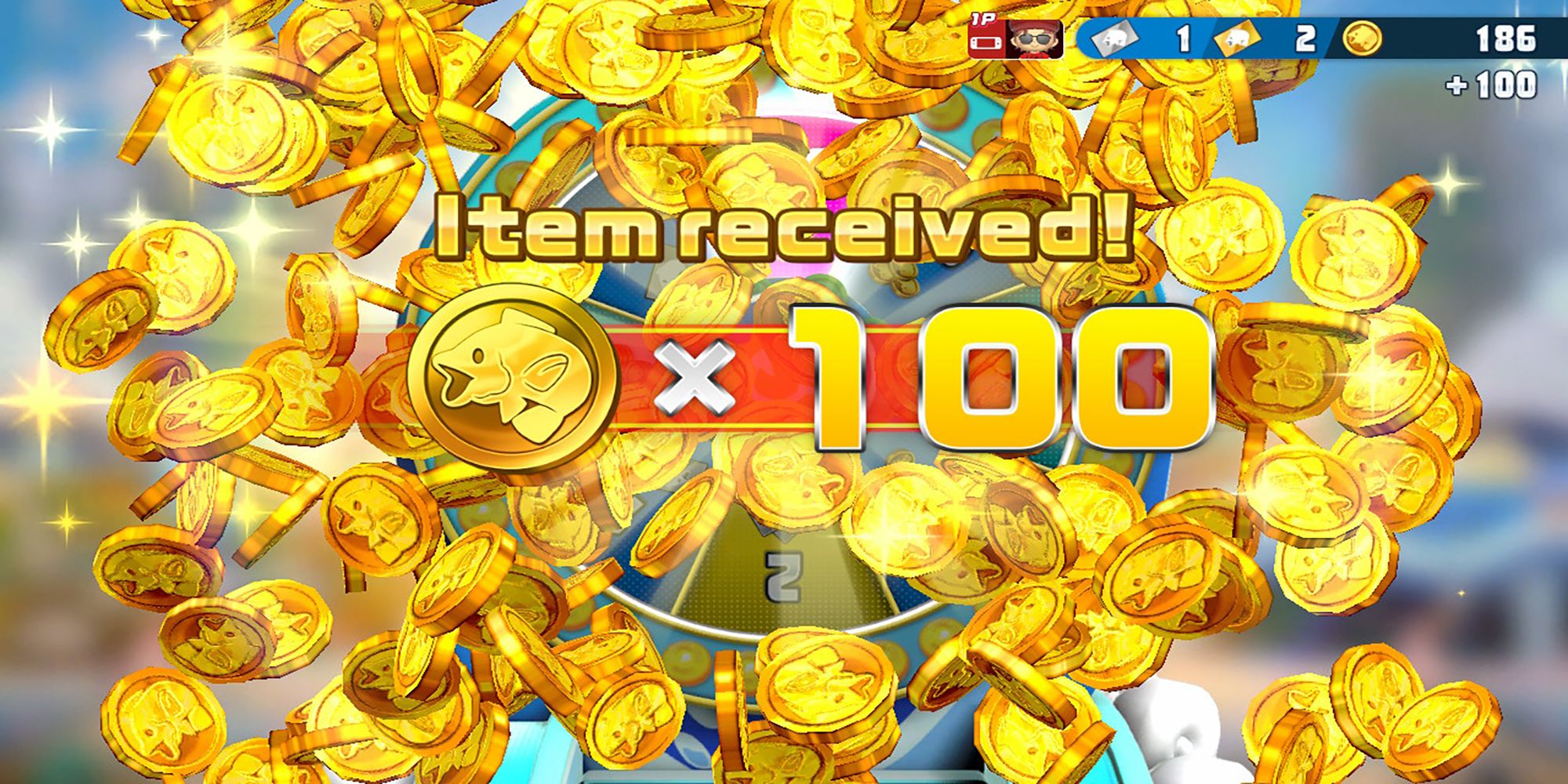 Medals burst from the Lucky Roulette machine after a successful spin in Ace Angler: Fishing Spirits.