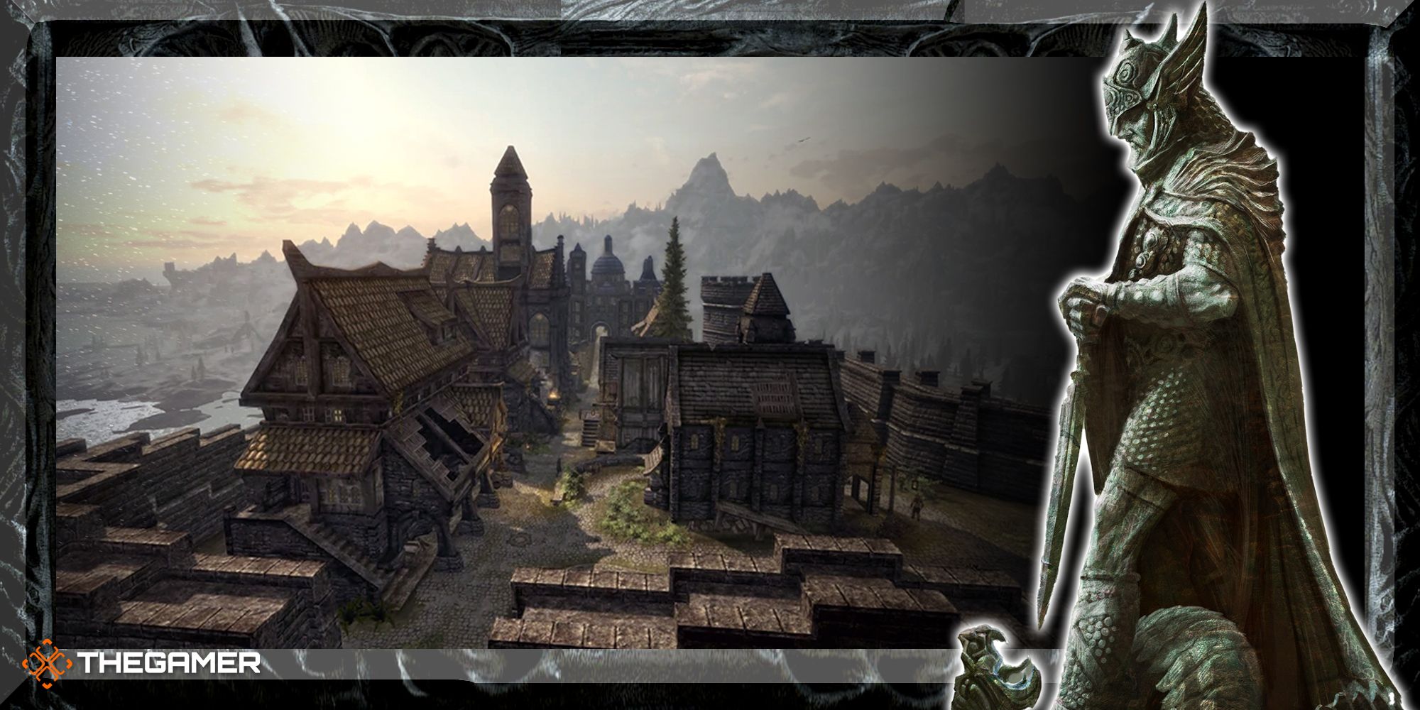 Art and screenshot from Skyrim.