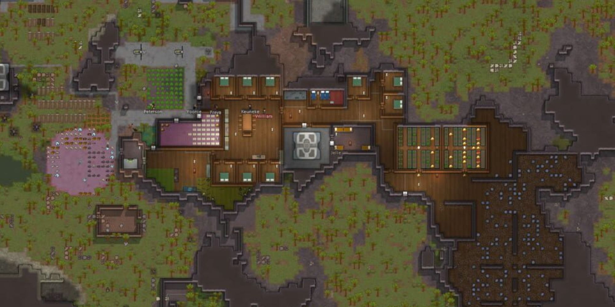 Colonists tend to their daily duties on a generated map