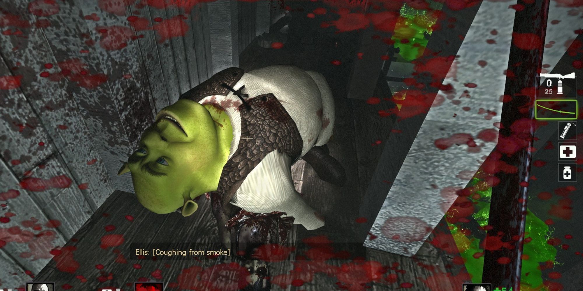 Shrek tank lies dead on the floor