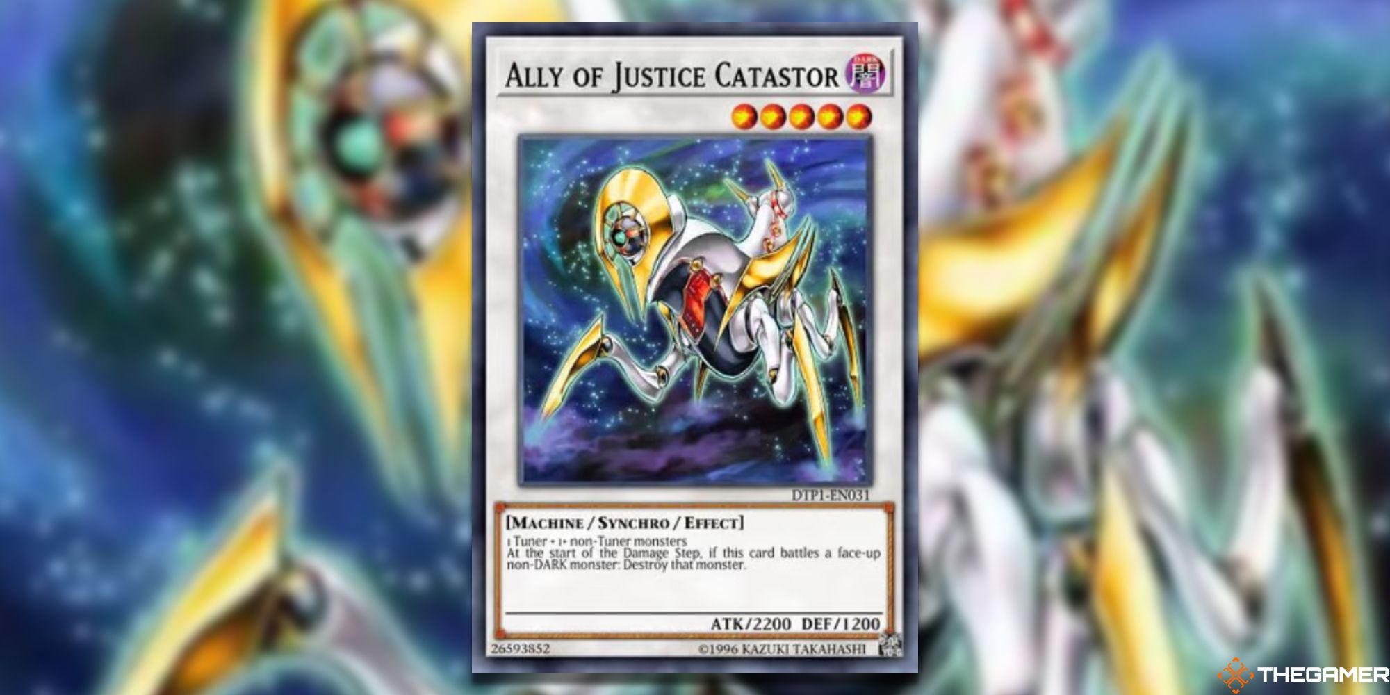 Yu-Gi-Oh! Ally Of Justice Catastor on blurred background