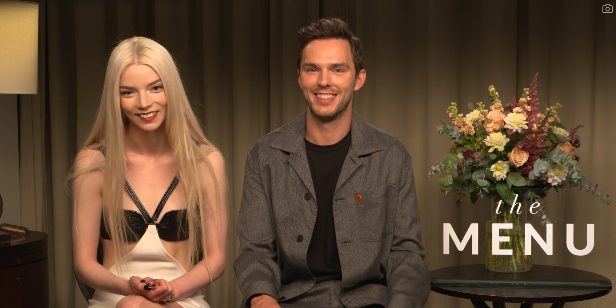 Anya Taylor-Joy Nicholas Hoult in a junket for The Menu