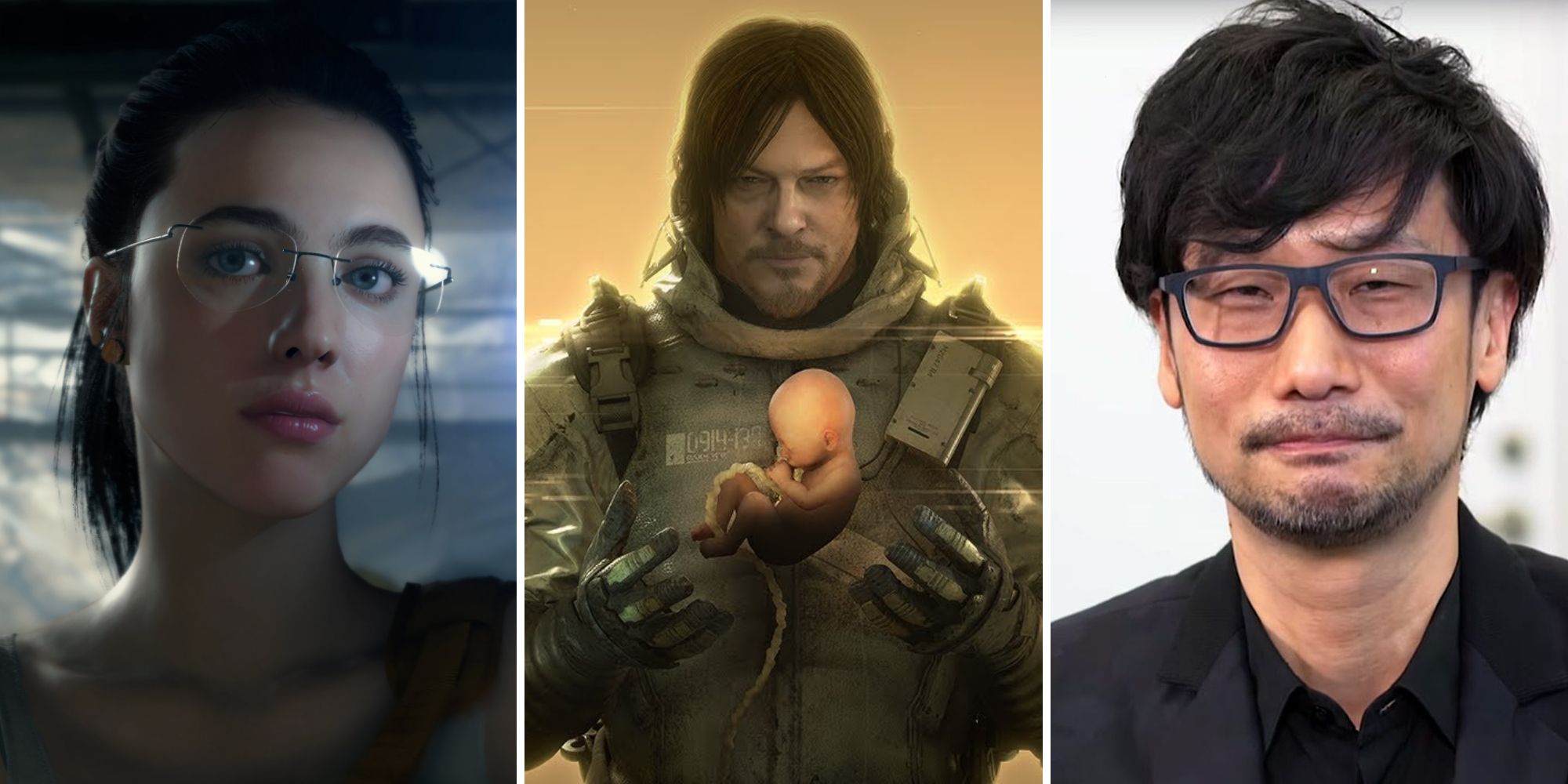 Mama and Sam from Death Stranding and Hideo Kojima