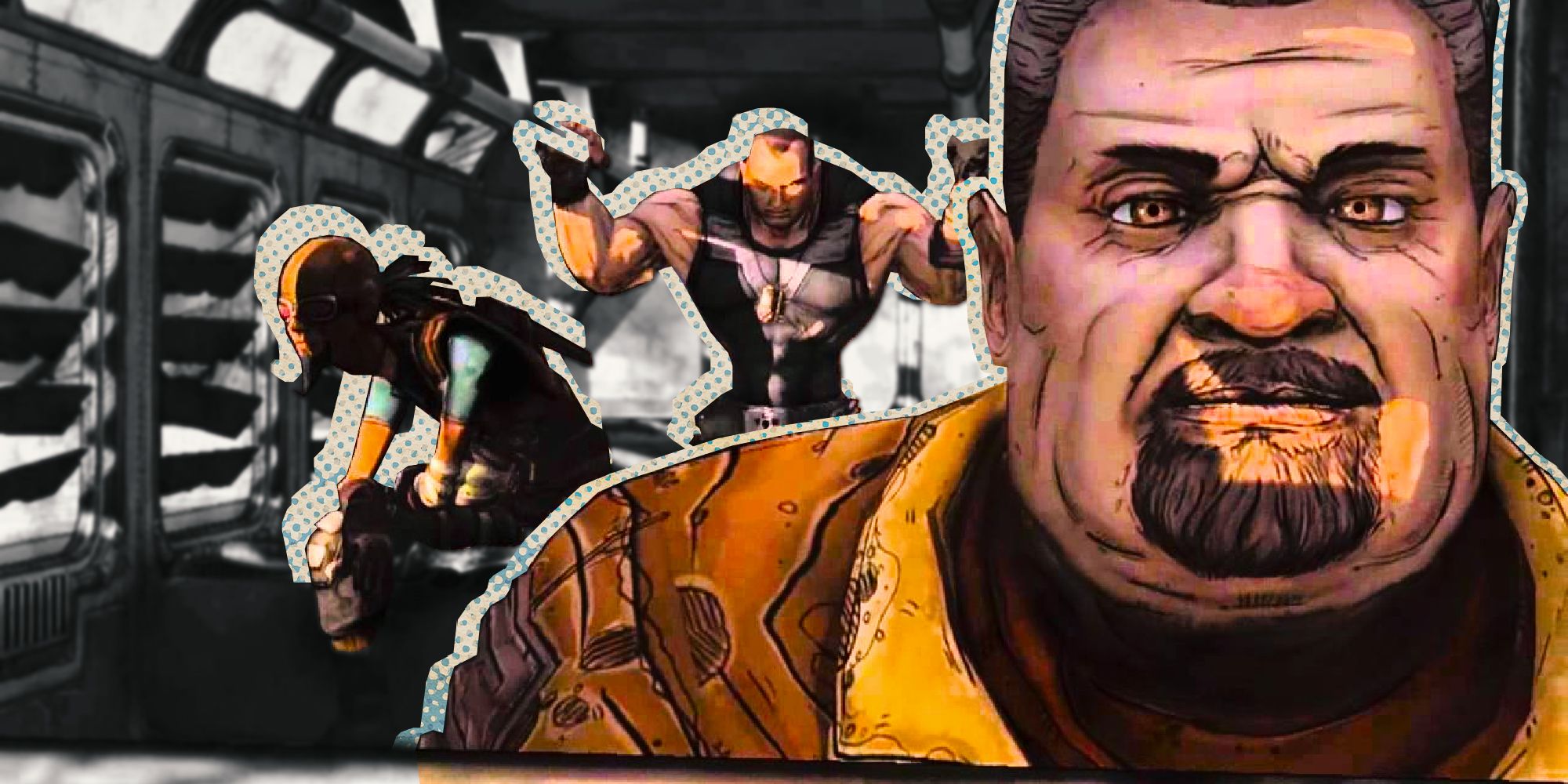 Borderlands Intro with the characters riding the bus and Marcus looking at the camera