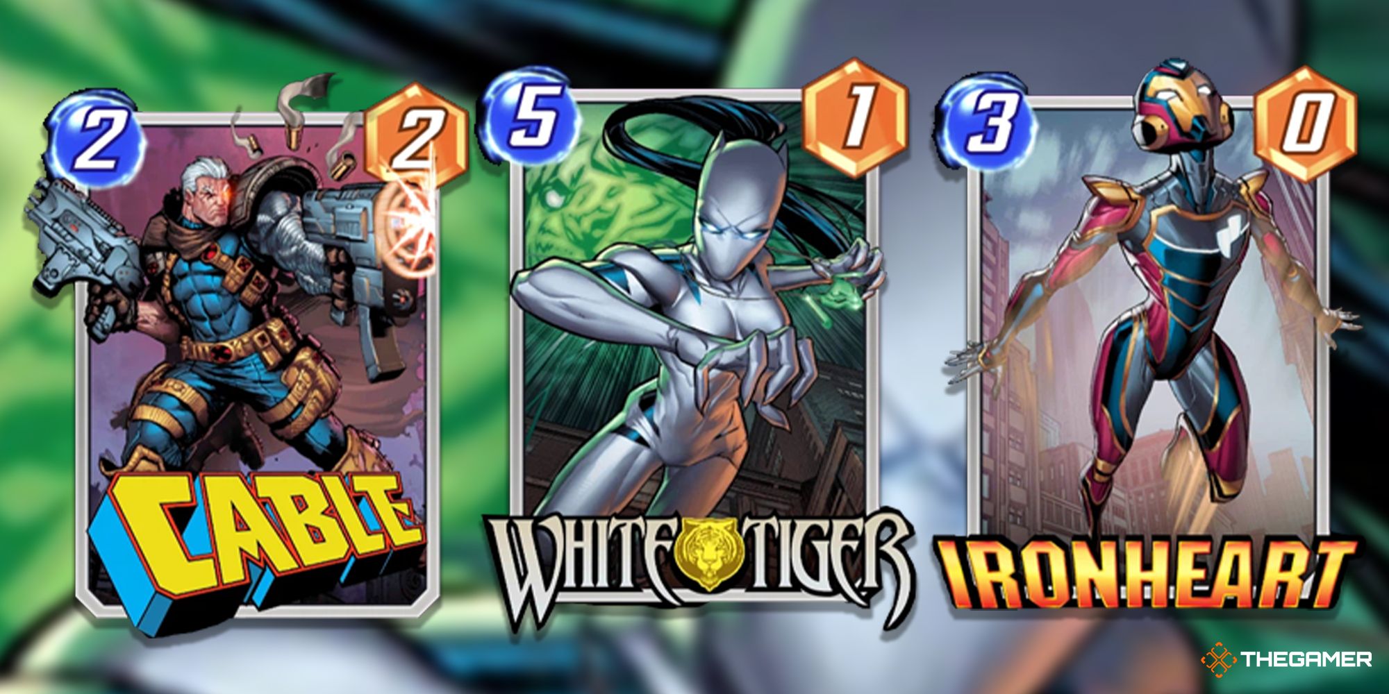 Cable White Tiger and Ironheart cards in Marvel Snap