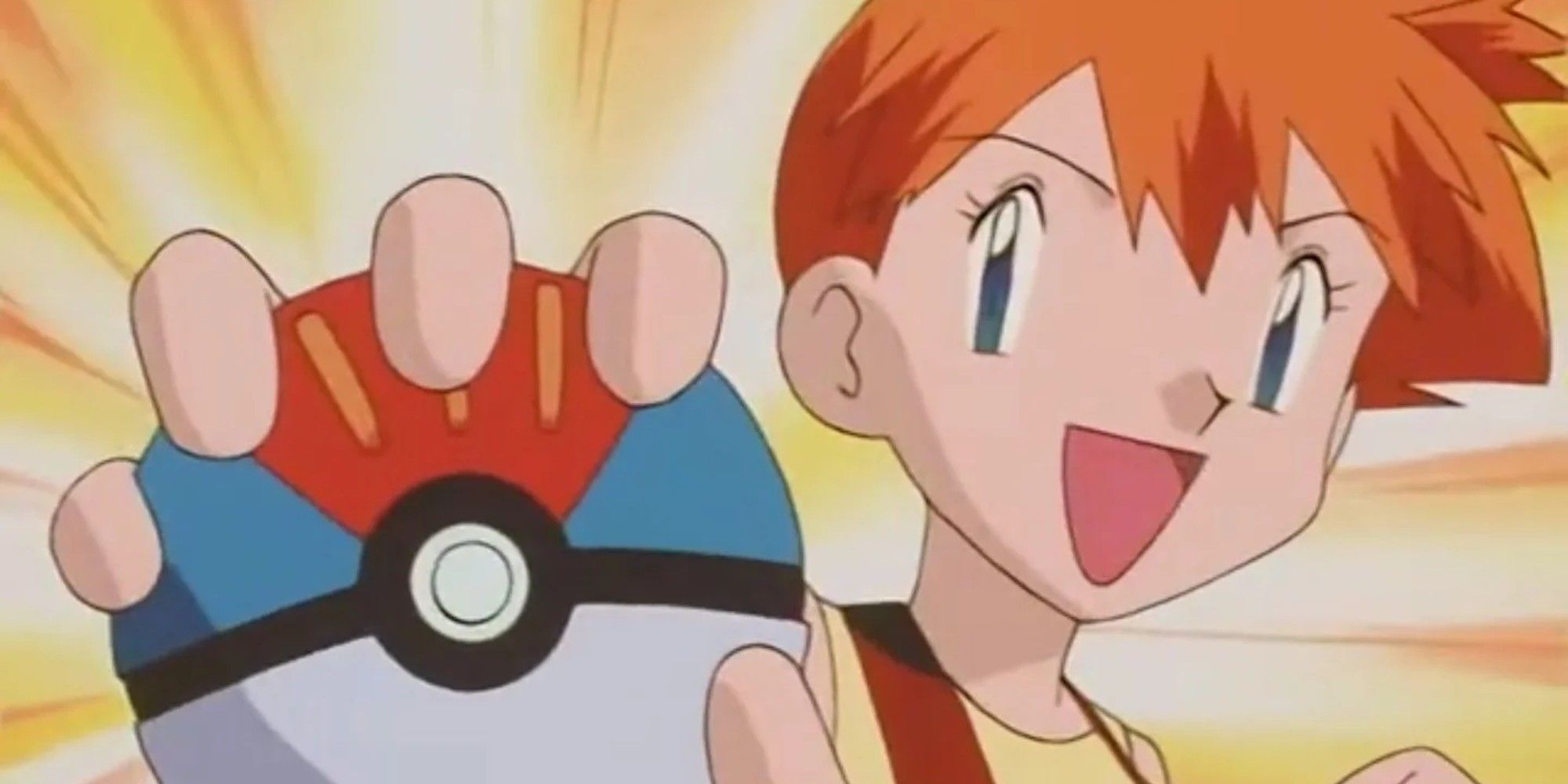 Misty from the Pokemon anime, holding a Lure Ball after capture