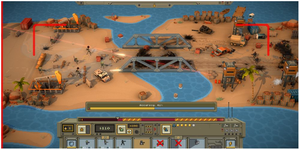 The player is using the Base Turret to fight enemies while having a Combat Point to spend in Warpips.