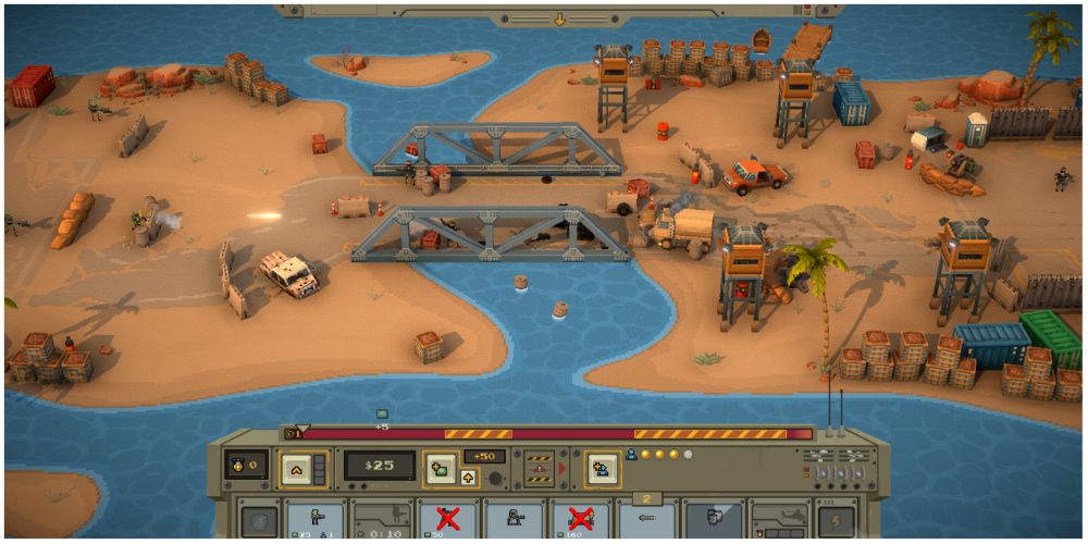 The player has money, different troops and items on cooldown, and has to plan their next course of action in Warpips.