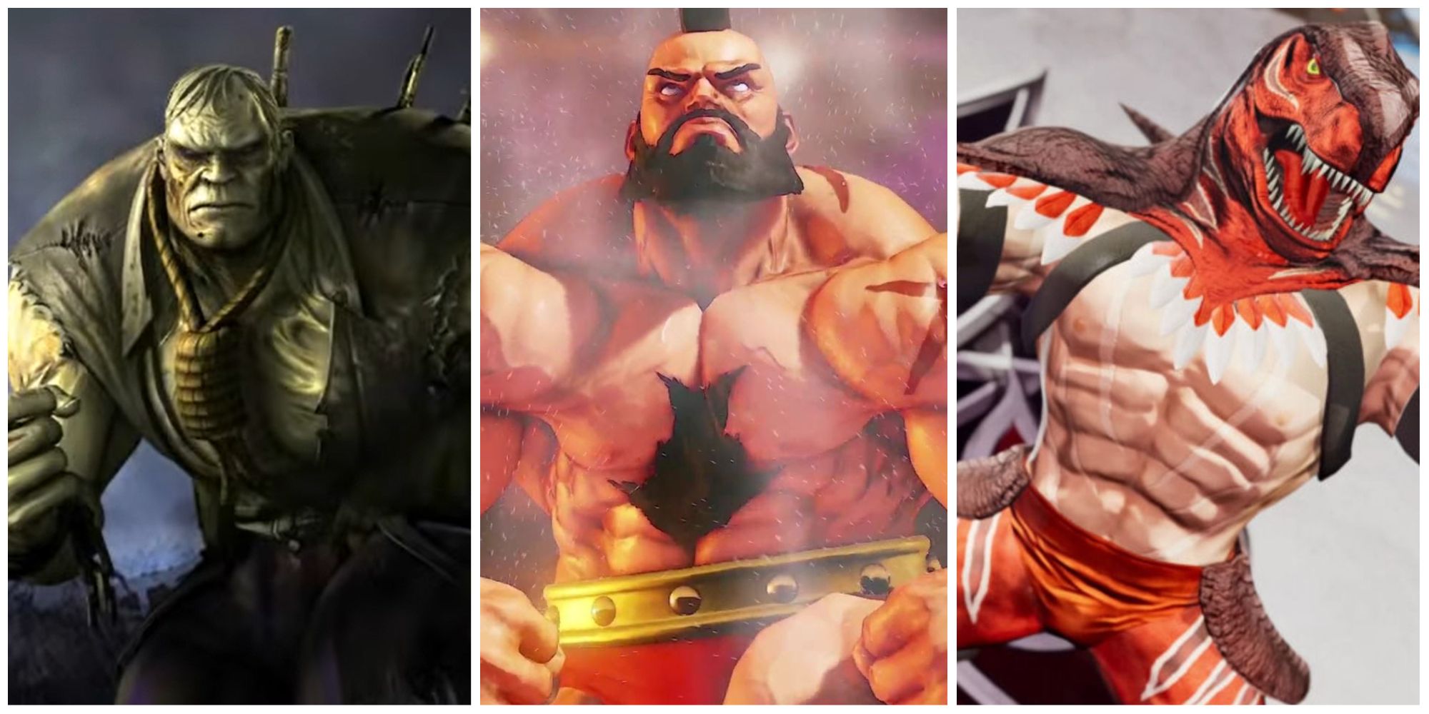 Grapplers Solomon Grundy, Zangief, And King Of Dinosaurs