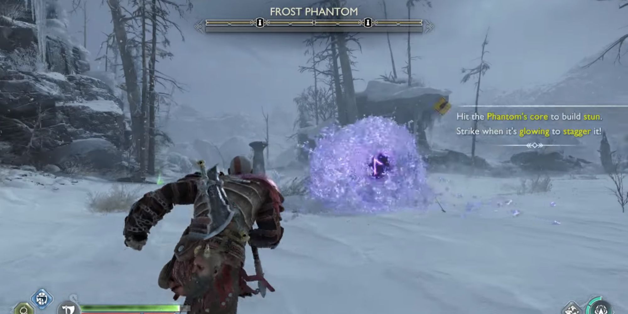 Kratos fighting the Frost Phantom.