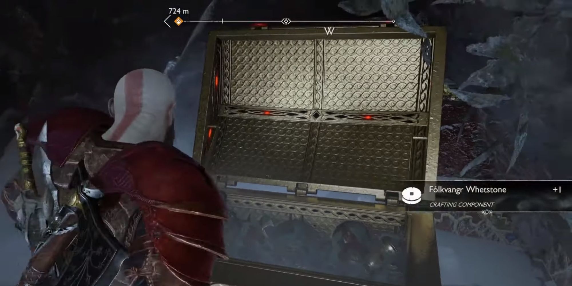 Kratos opening a Legendary Chest.