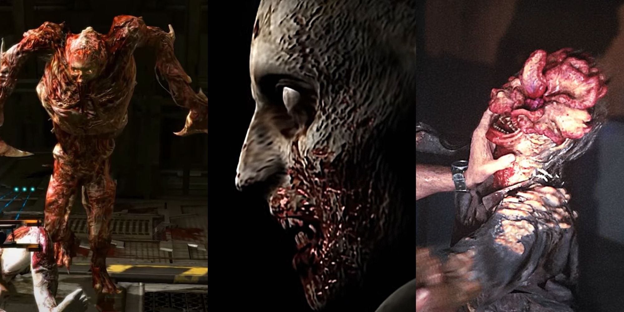 Necromorph from Dead Space, T-Virus Zombie from Resident Evil, and Clicker from The Last of Us