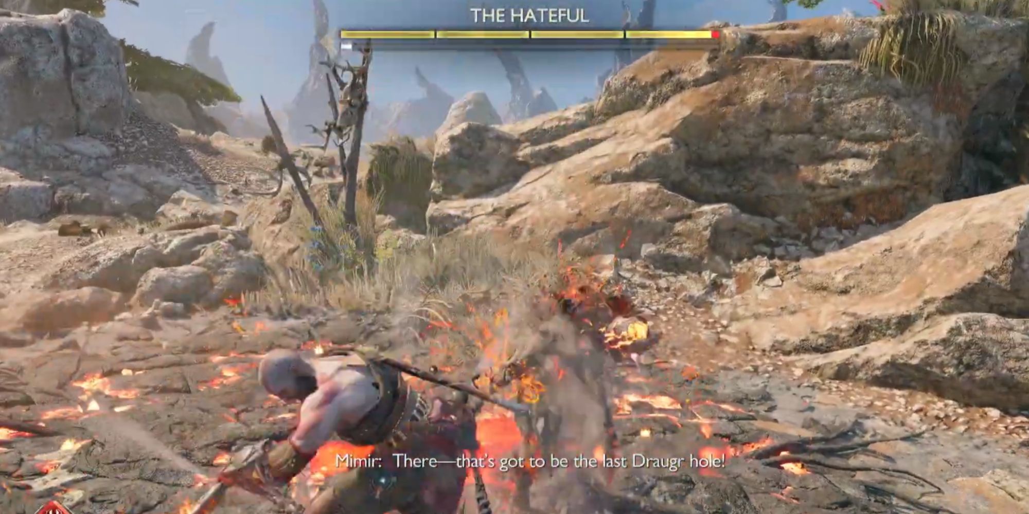 Image showing Kratos fighting The Hateful.