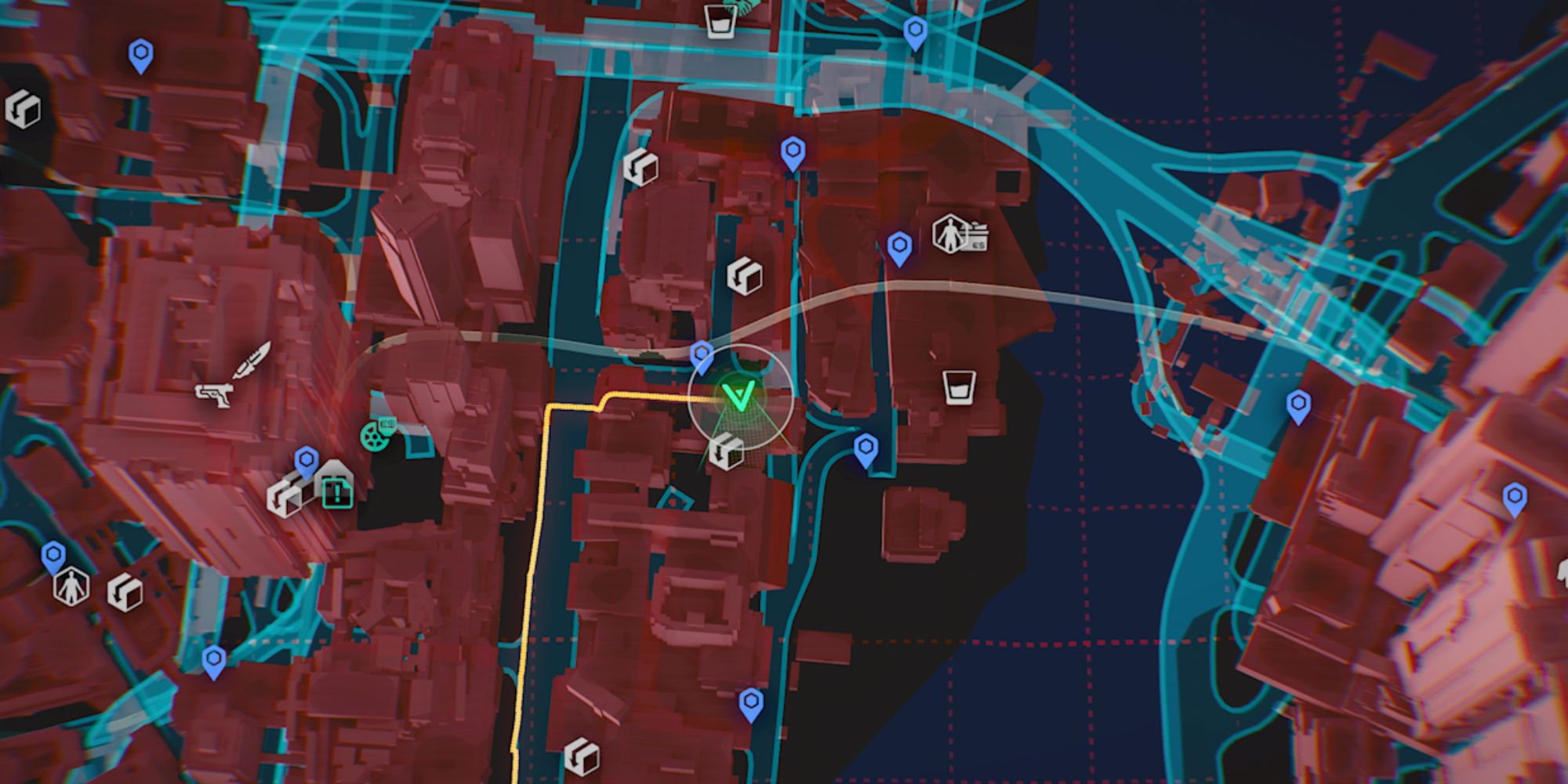Cyberpunk 2077 Screenshot Showing No-Tell Motel Map Location
