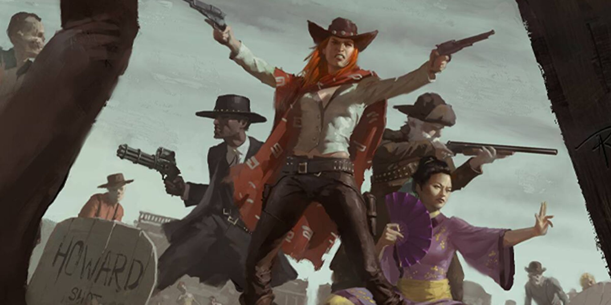 Deadlands Artwork characters involved in standoff with revolvers